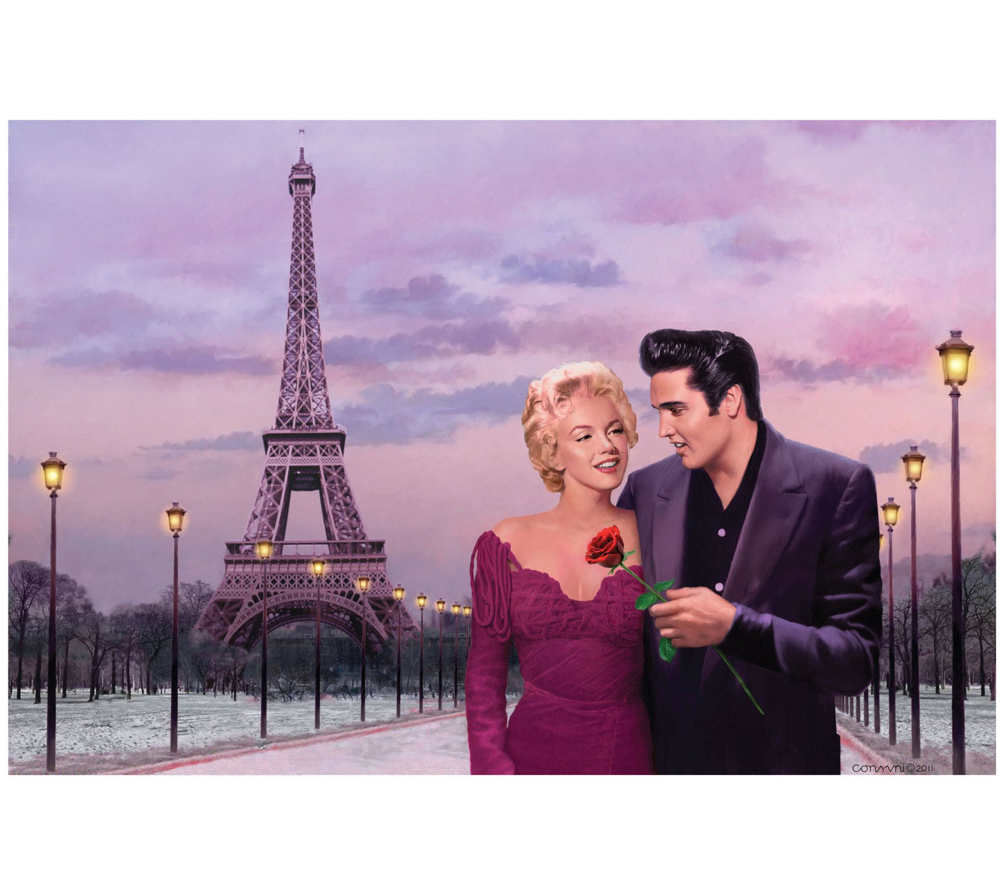 Courtside Market Paris Sunset Marilyn and Elvis40x60 Decal