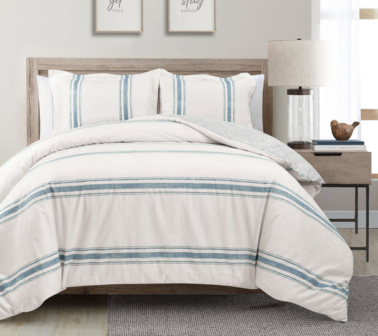 Farmhouse Stripe 3-pc King Duvet Cover Set by Lush Decor