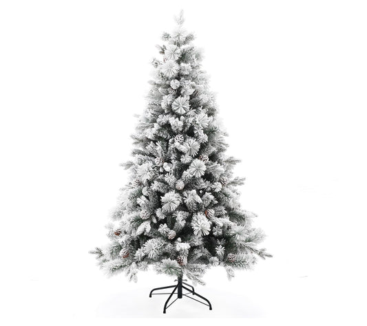 LuxenHome 6' Artificial Flocked Full Pine Chris tmas Tree