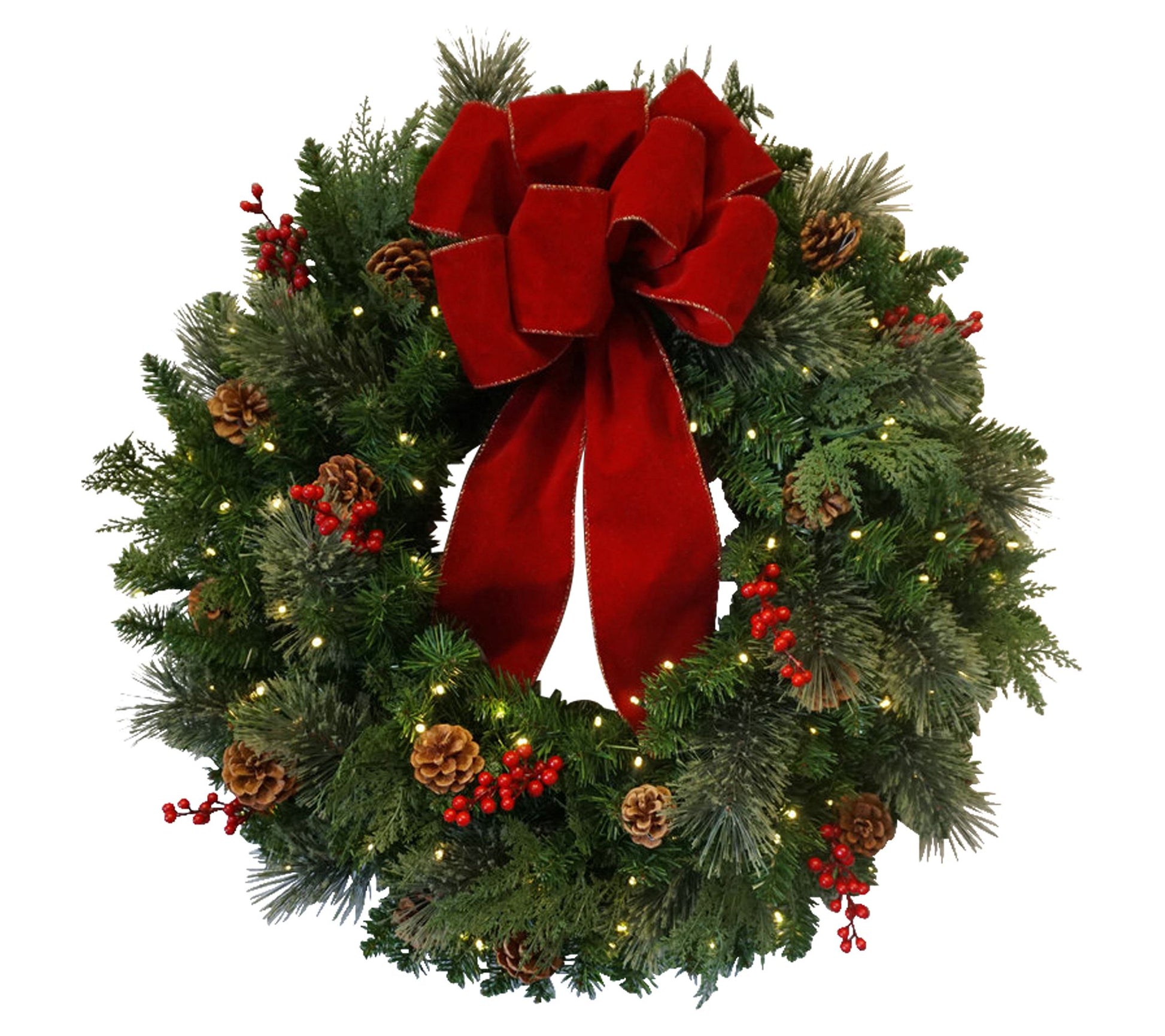 Haute Decor 30" Pre-Lit Classic Greenery Christmas Wreath