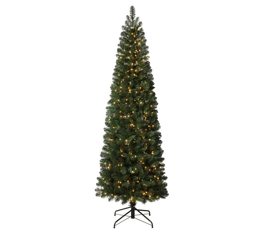 Haute Decor 7.5' Pencil Deerfield Spruce with Cluster Lights