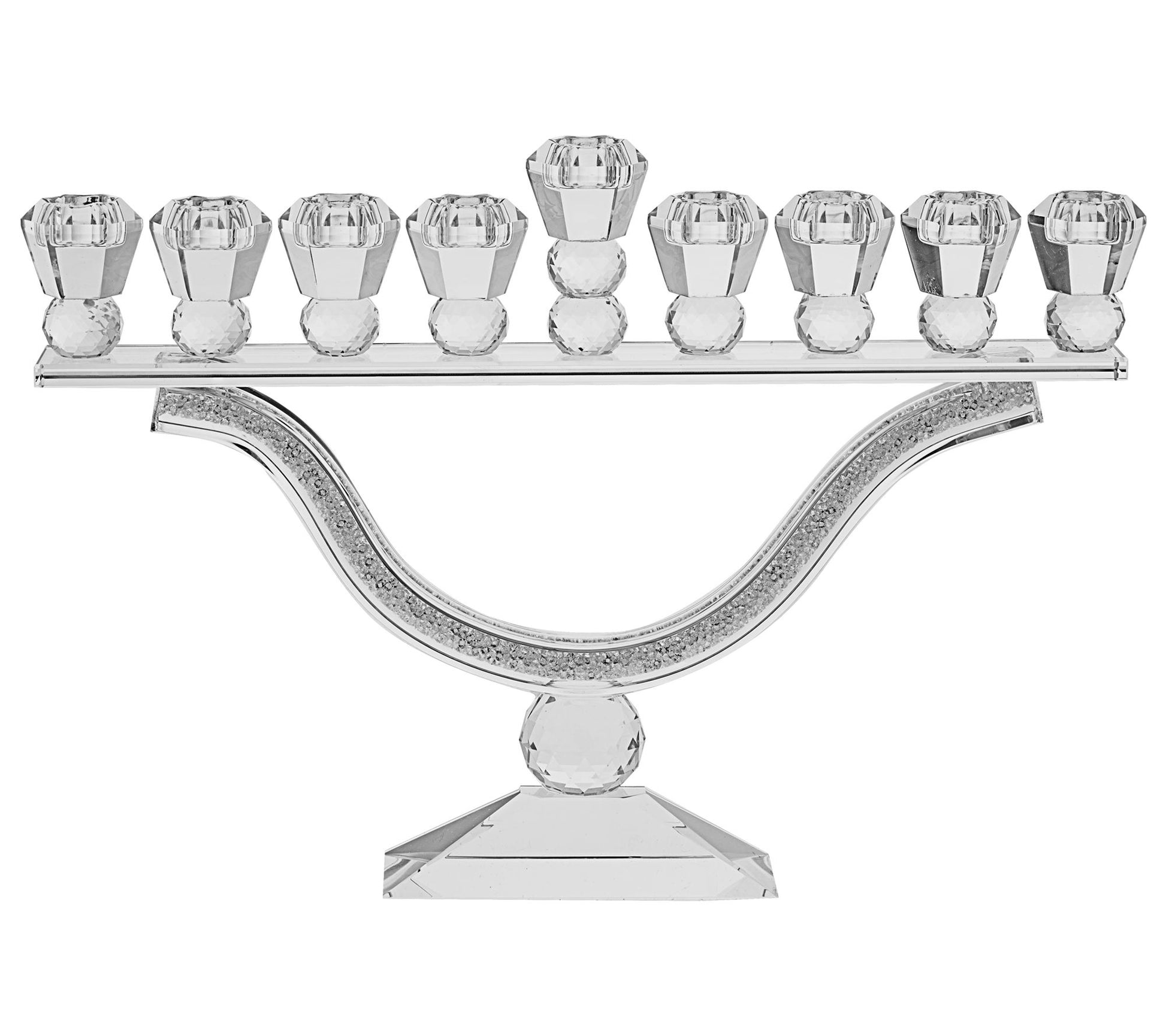 Copa Judaica Crystal Menorah with Silver Crushed Stones
