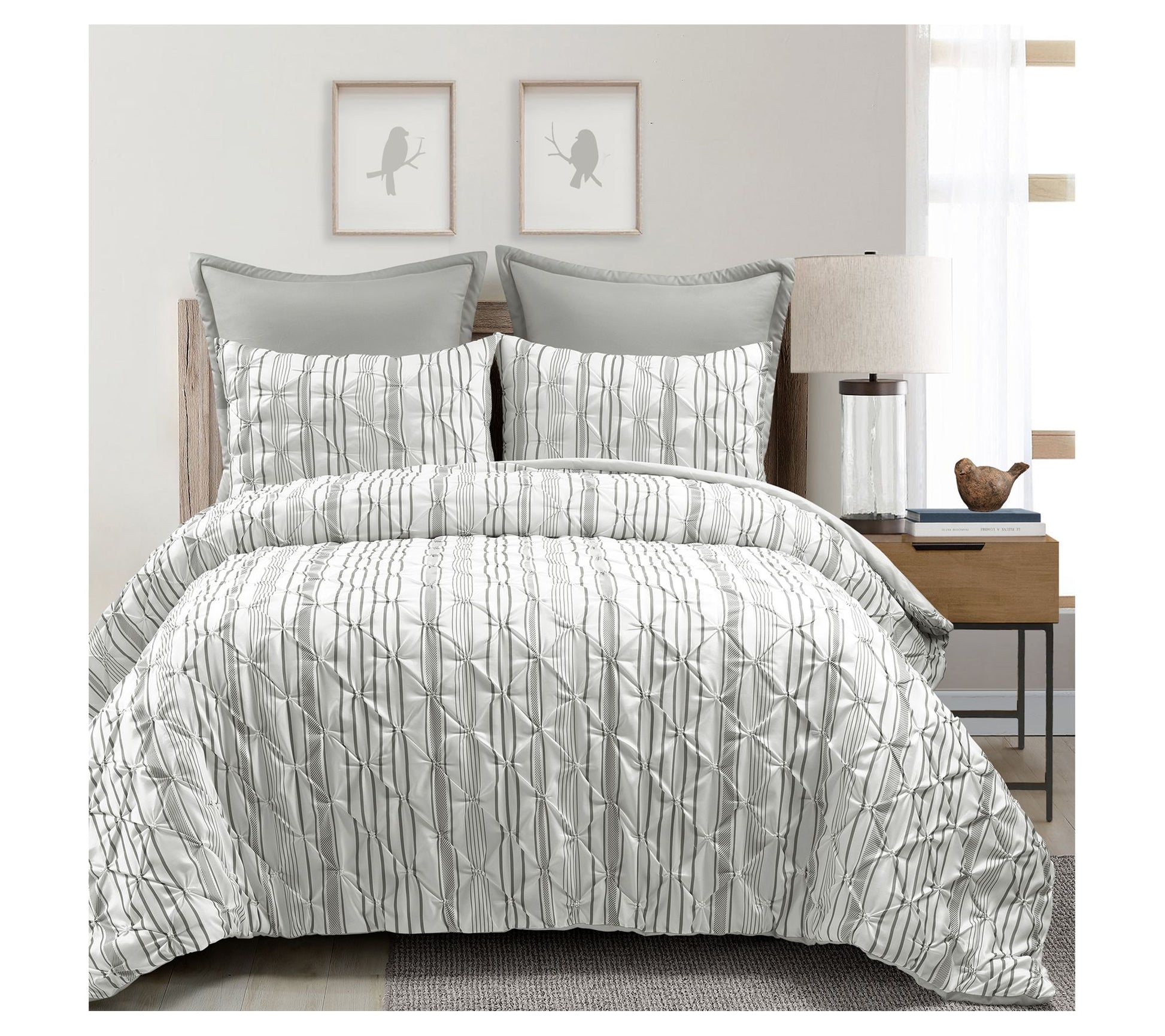 Lush Decor Ravello Pintuck Stripe Comforter 5-P iece Set F/QN