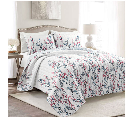 Lush Decor Mirabelle Watercolor Floral Reversible Quilt 3-Pc