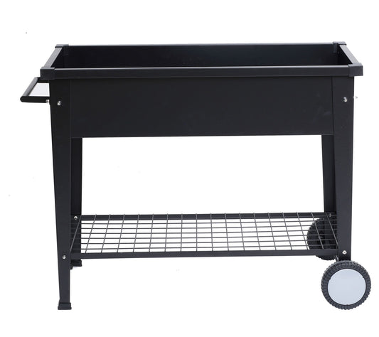 LuxenHome Black Mobile Metal R aised Garden Be d Planter