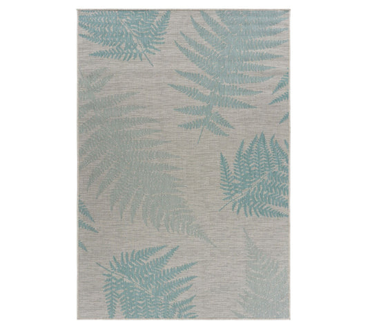 Homeroots 63"x87"  Fern Leaves Indoor Outdoor Area Rug