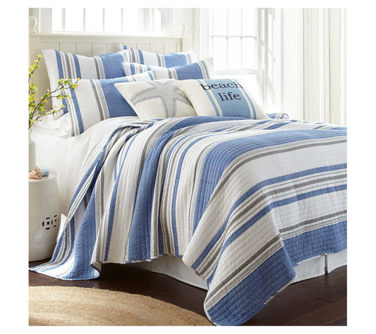 Levtex Home St Bart 3-Piece Stripe King/Cal King Quilt Set