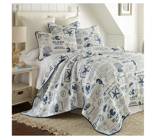 Levtex Home Beach Life 3-Piece Coastal Full/Que en Quilt Set