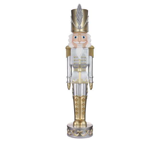 Haute Decor 48" Gold and Silver Christmas Nutcracker