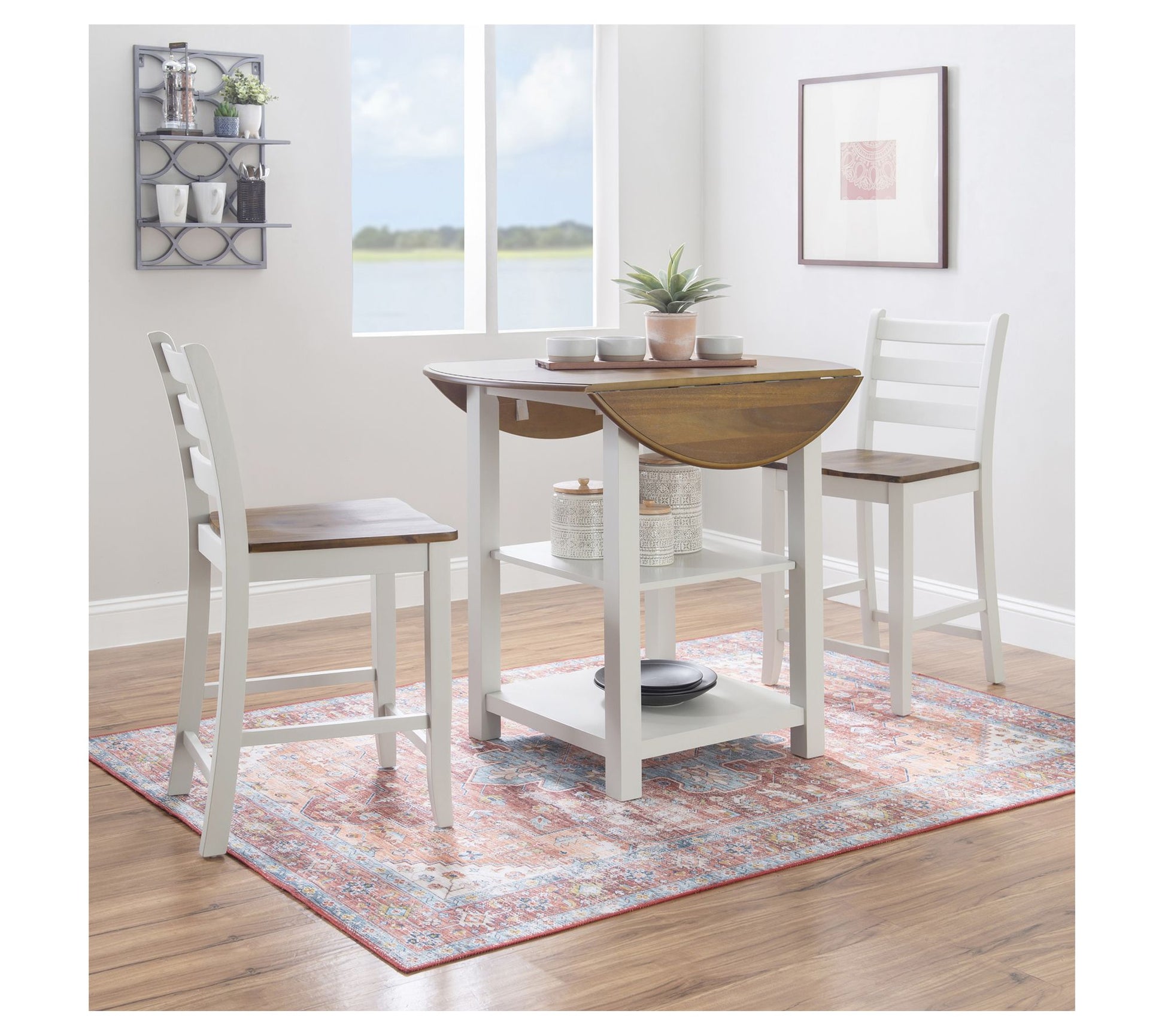 Linon Home Decor Jesson 3pc White Wood Counter Dining Set