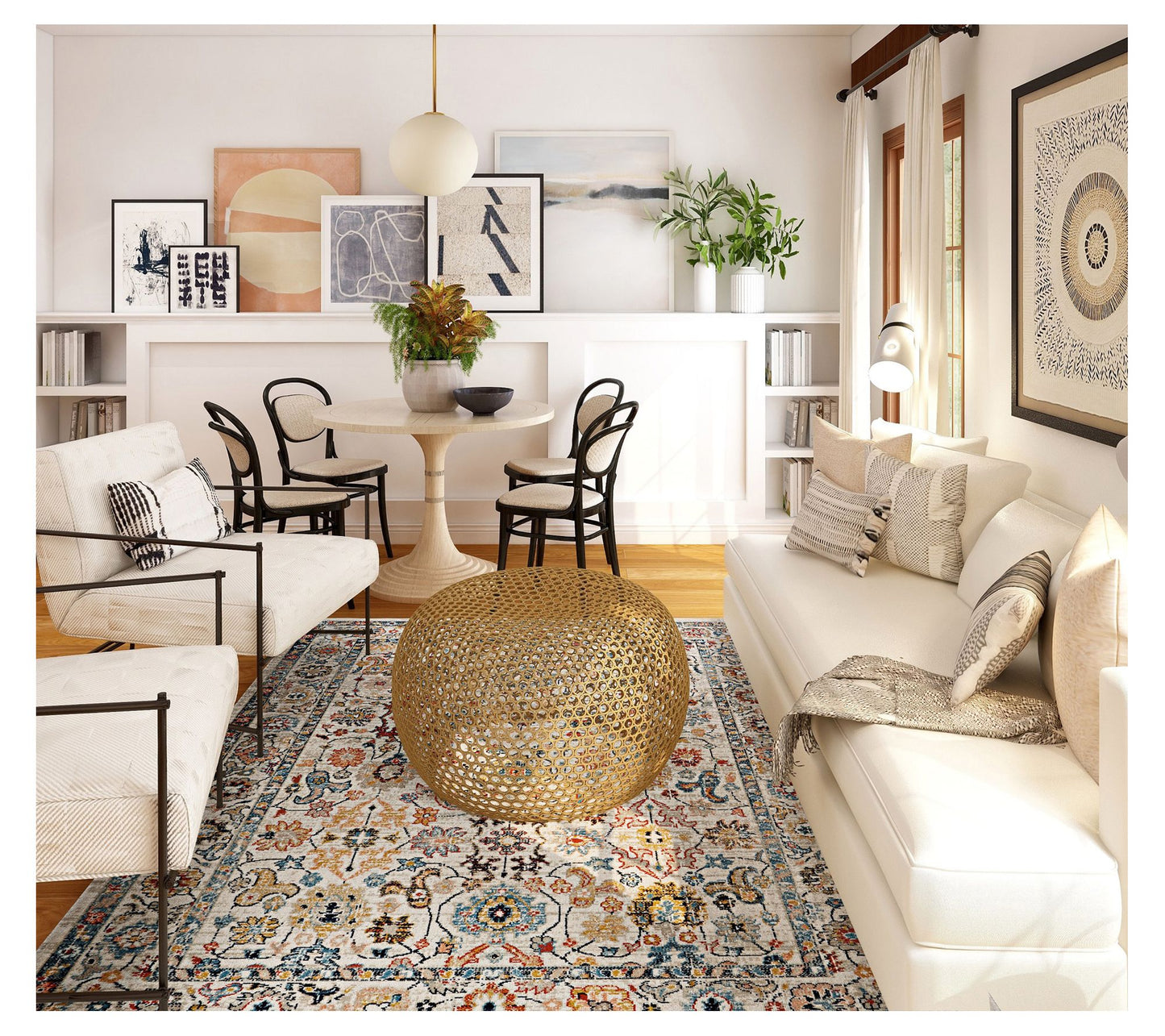 Linon Home Decor Pinnacle Laramie Ivory & Blue8'x10' Rug