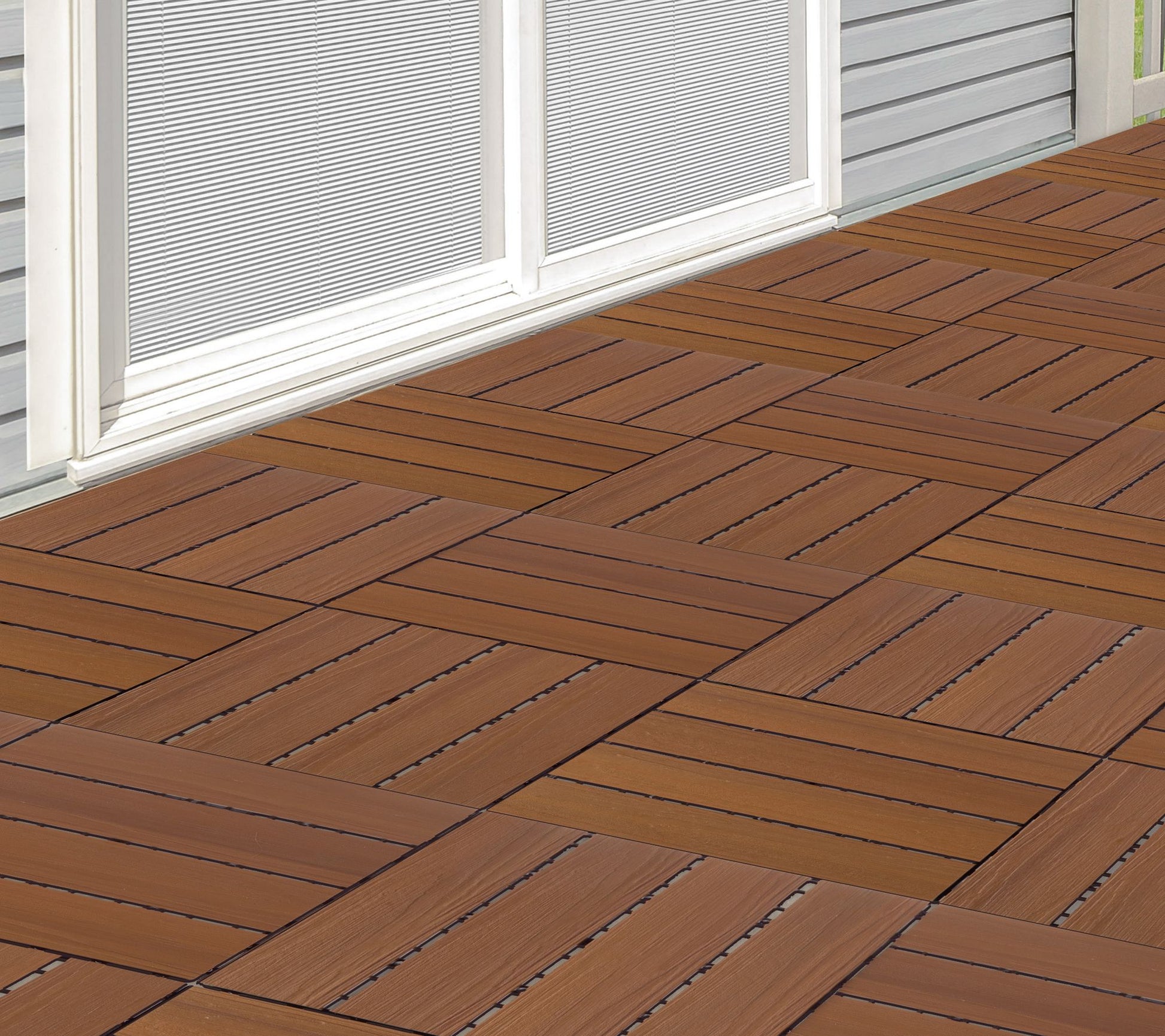 Pure Garden 30-Pack Wood Plastic Composite Interlocking Tiles