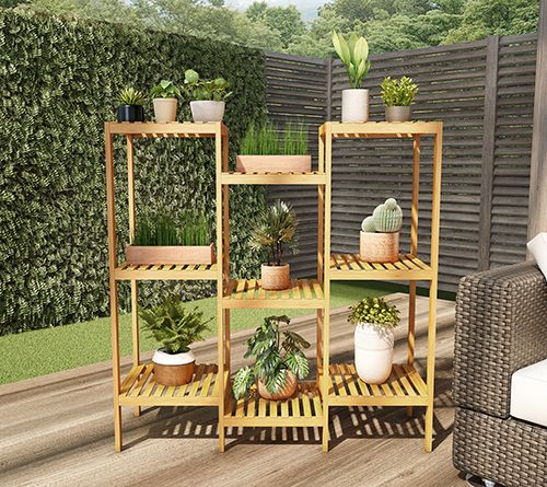 Pure Garden Multi-Level Plant Freestanding 9-Tier Bamboo Shelf