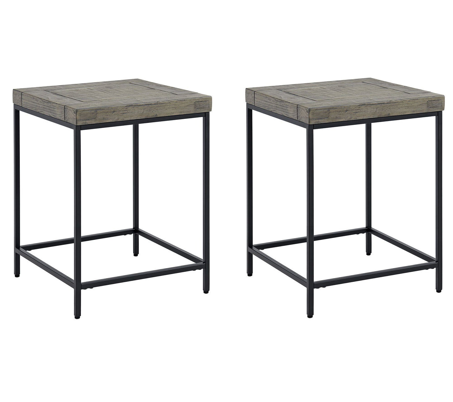 Lavish Home 2 Industrial Modern Side Tables with Wood Tops