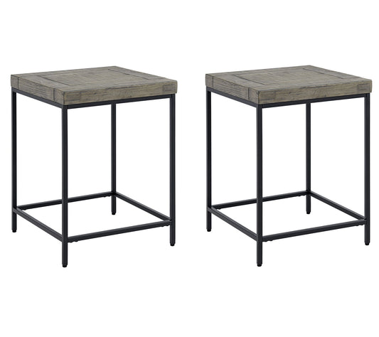 Lavish Home 2 Industrial Modern Side Tables with Wood Tops