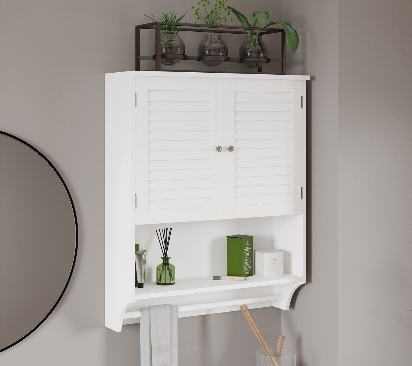 Lavish Home Wall-Mounted Bathroom Organizer Medicine Cabinet