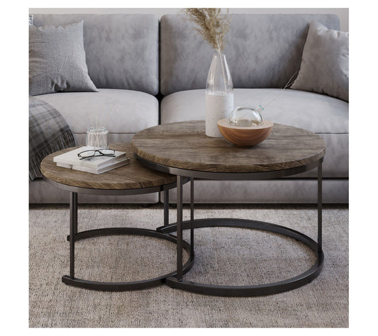 Lavish Home 2-Piece Nesting Round Coffee TableSet