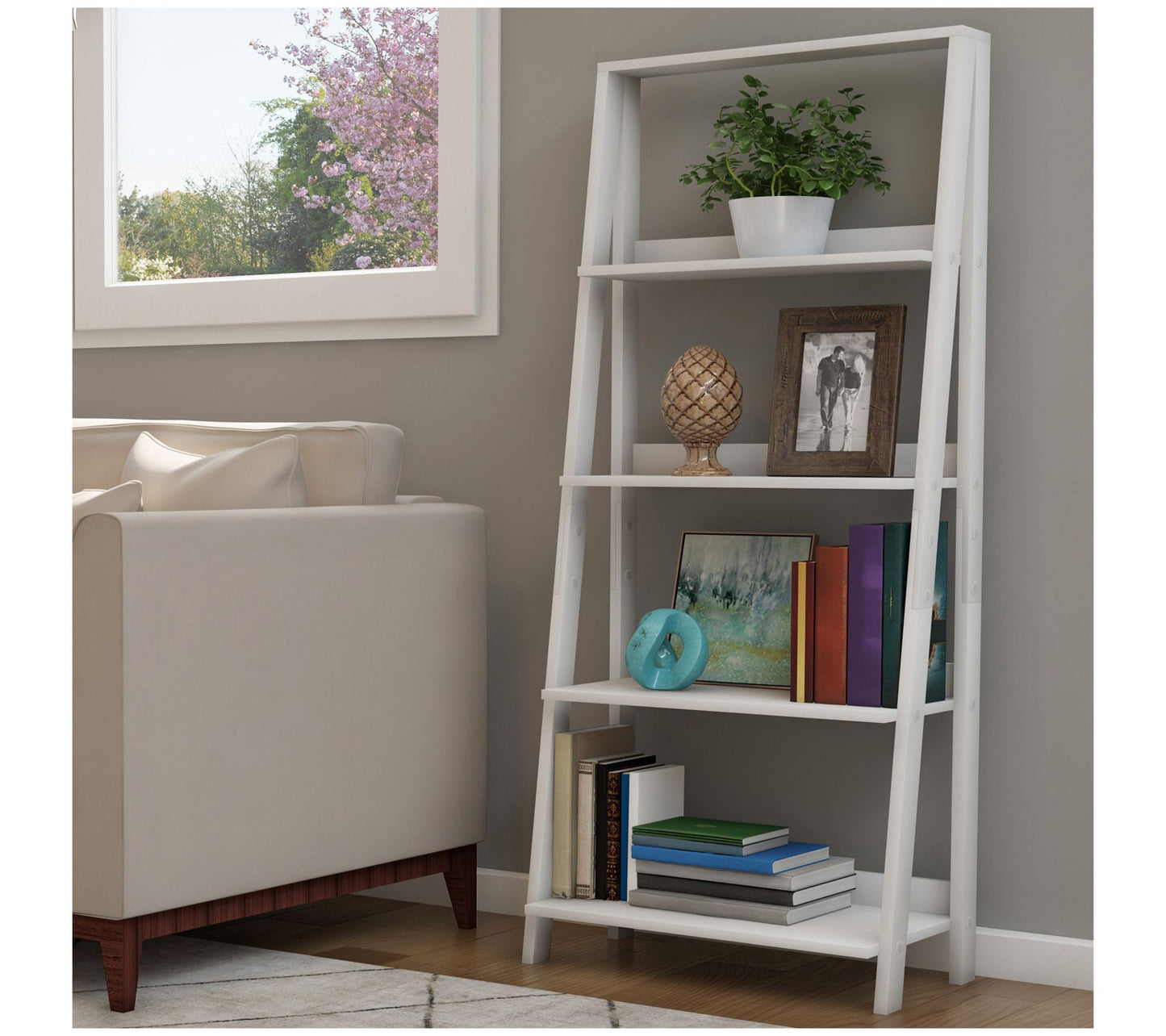 Lavish Home Set of 2 Free Standing 4-Tier Ladder Bookshelf Set