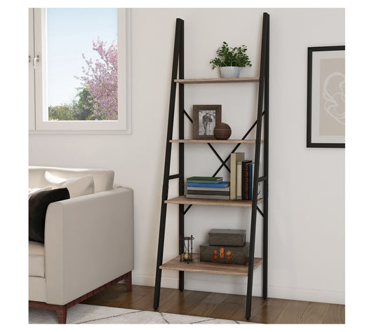 Lavish Home 4-Tier Ladder Bookshelf Freestanding X-Back Frame