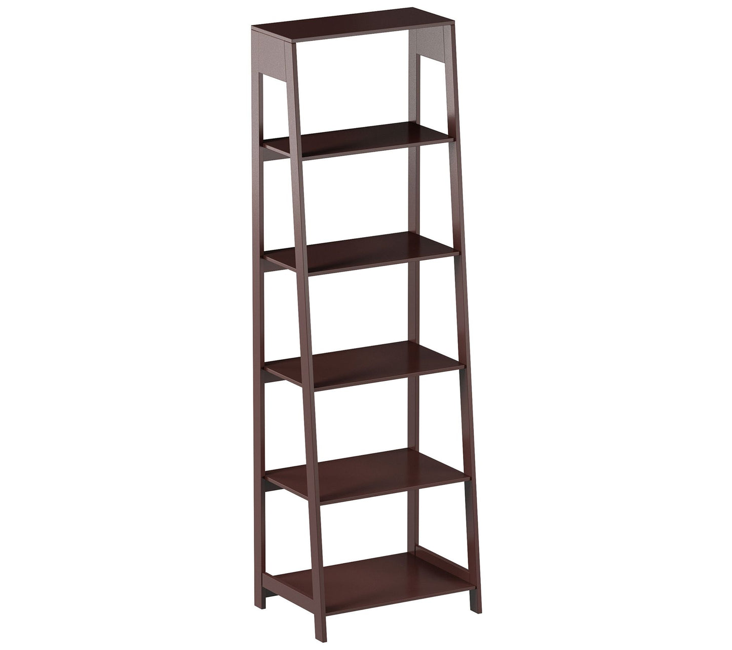 Lavish Home 5-Tier Ladder Bookcase FreestandingWood Bookshelf