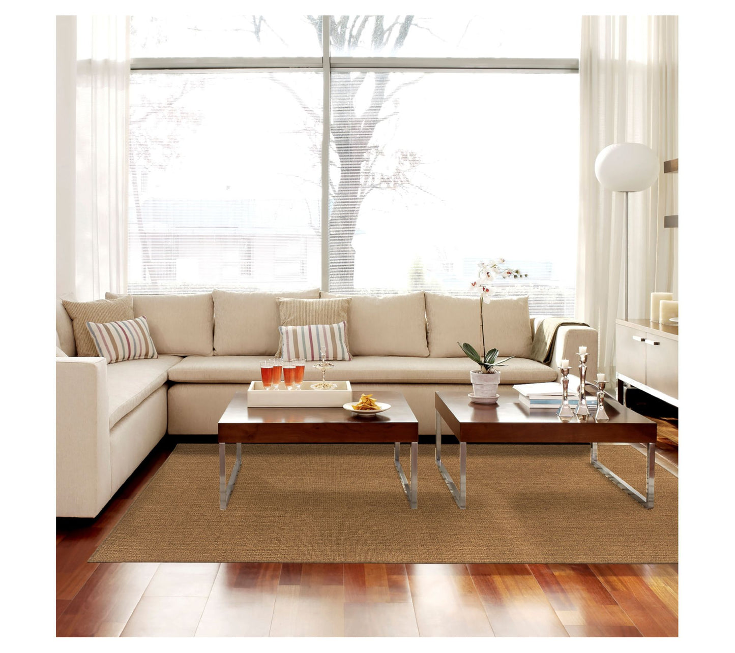 Veranda Living In/Out Tan Solid Faux Seagrass 5'3"x7'6" Rug