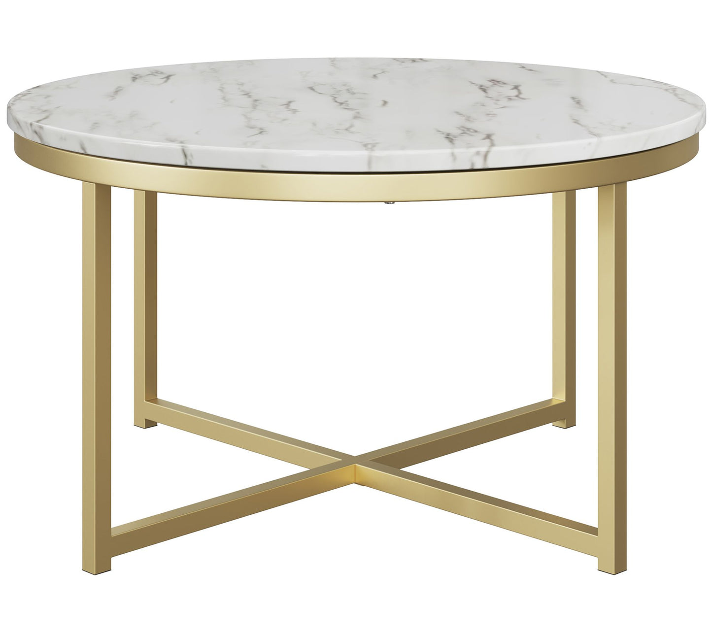 Lavish Home Coffee Table with Faux Marble Top Round Table
