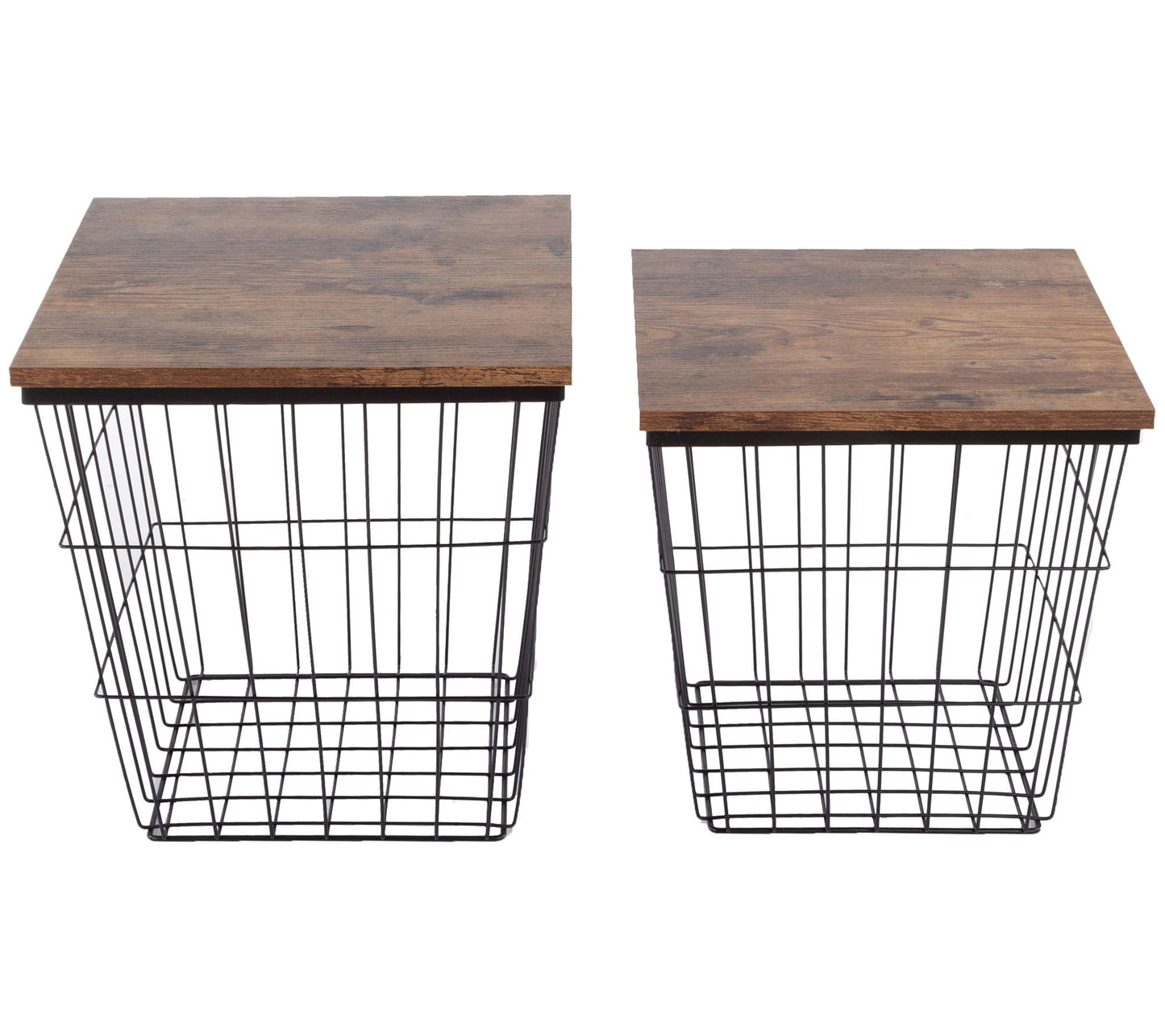 Lavish Home Set of 2 Nesting Tables Square WireBasket