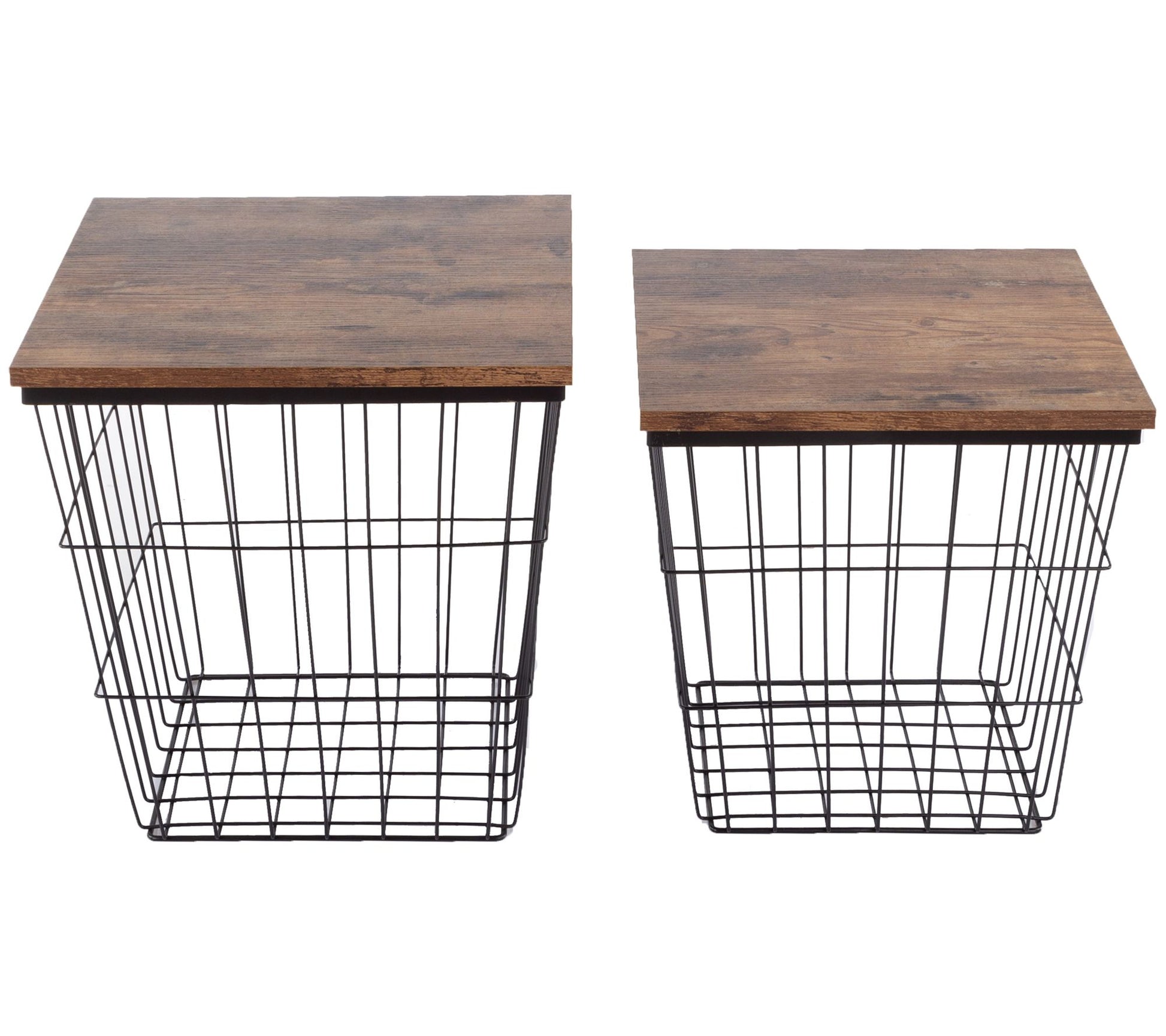 Lavish Home Set of 2 Nesting Tables Square WireBasket