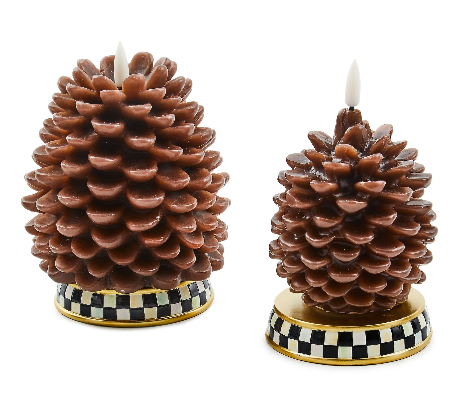 MacKenzie- Childs Set of 2 Pincone Flicker Candles