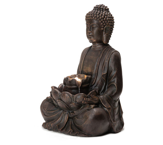 Glitzhome 28" Zen Style Meditating Buddha Statue LED Fountain