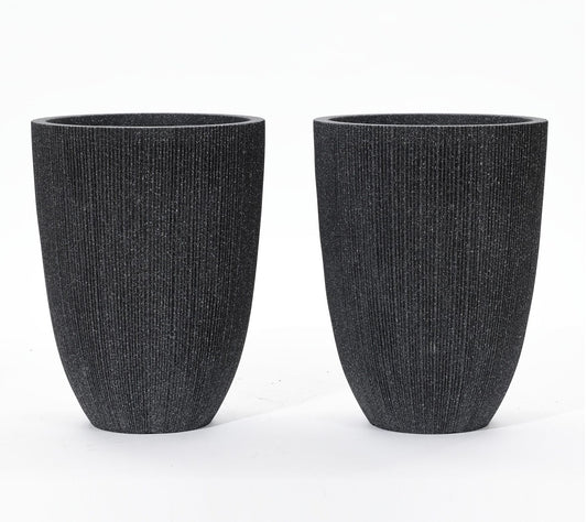 LuxenHome Set of 2 Mediterranean Tall Tapered Round Planters