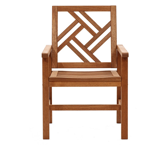 LuxenHome Carmel Solid Wood Outdoor Dining Chair, Set of 2