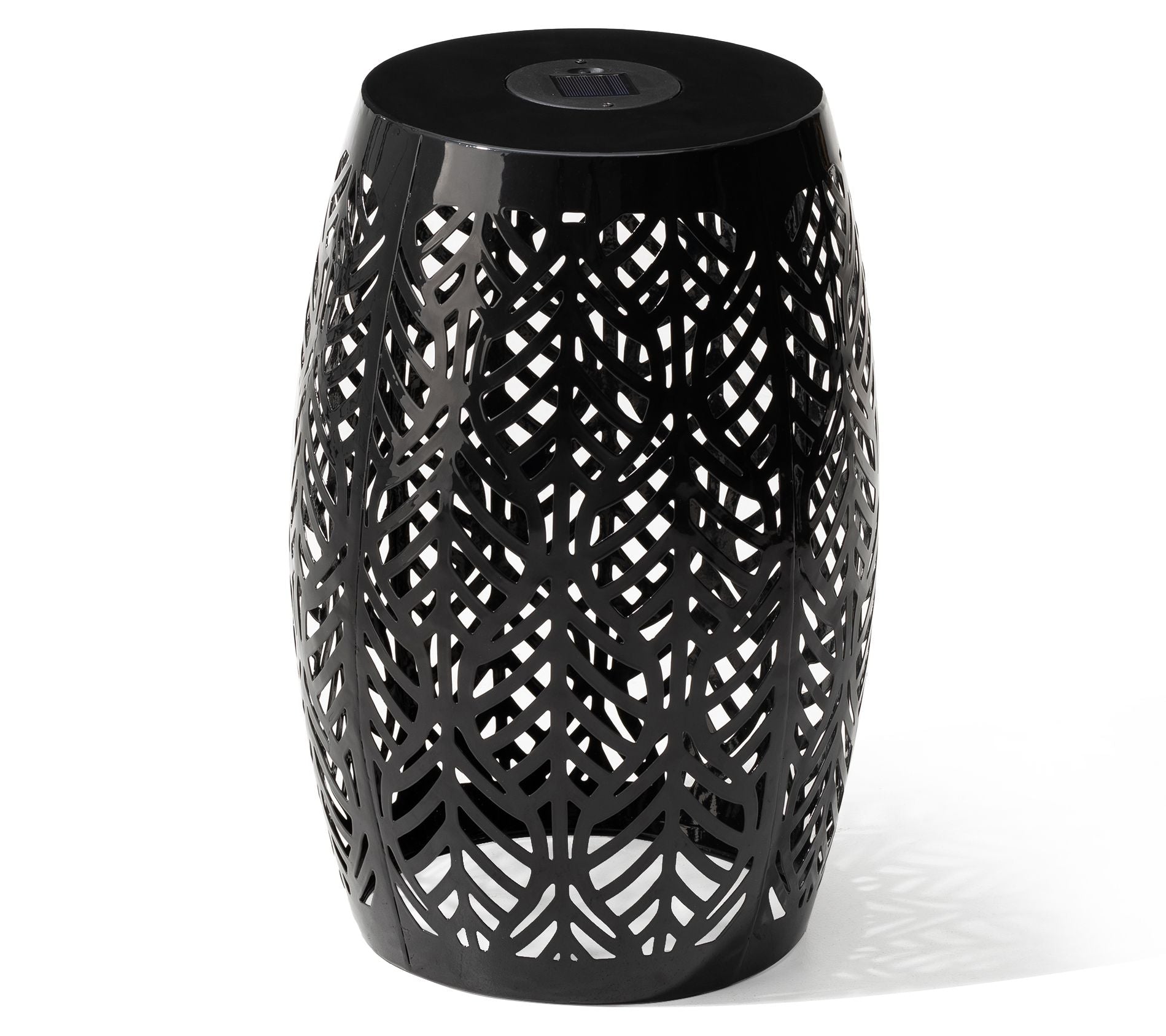 Glitzhome 18" S olar LED Lighte d Cutout Leaf G arden Stools