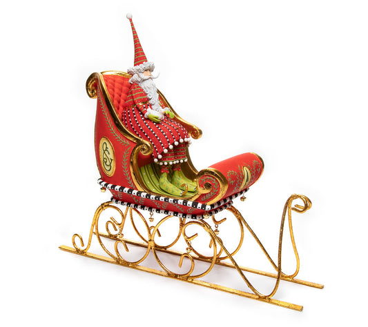 MacKenzie-Childs Dash Away Sitting Santa & Sleigh Figure Set