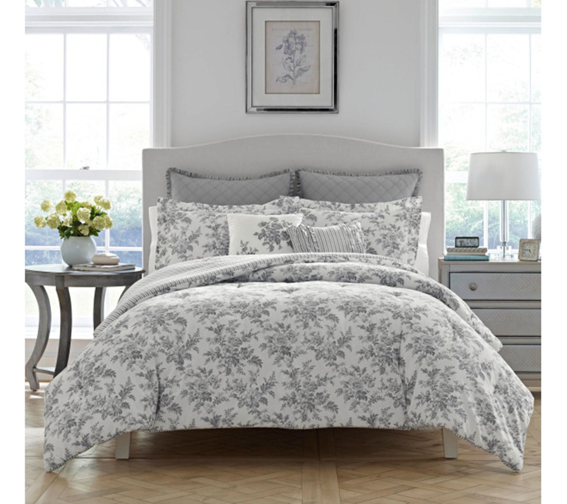 Laura Ashley An nalise Grey Ful l Queen Comfort er Sham Bonus S