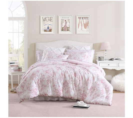 Laura Ashley Delphine Pink King Comforter Shamet