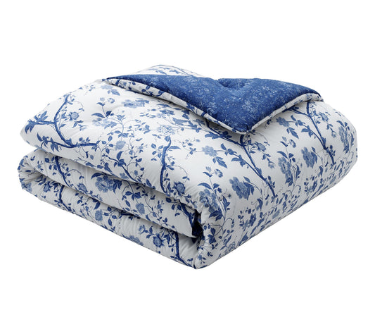 Laura Ashley El ise Navy Full Q ueen Comforter Bonus Set