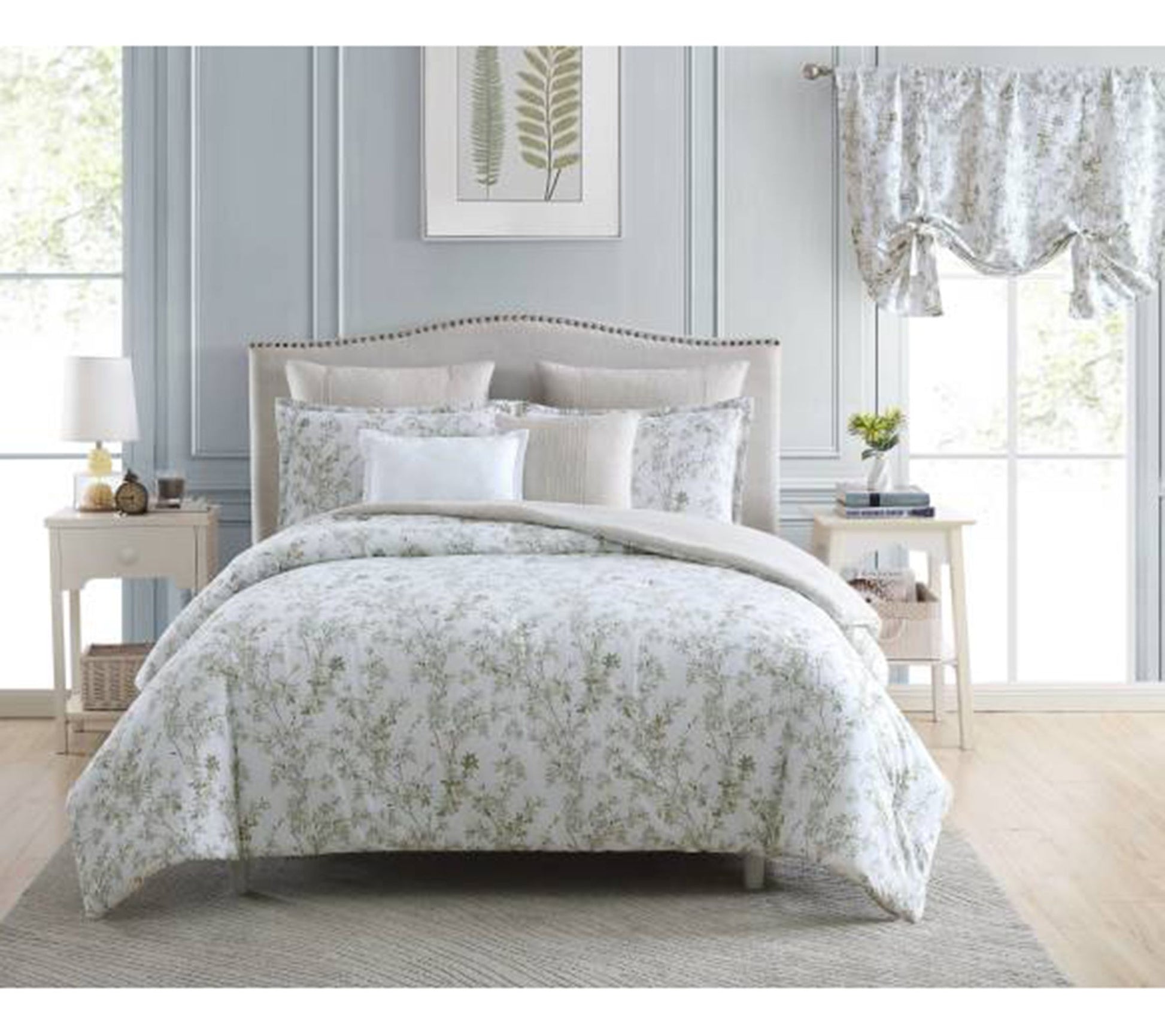Laura Ashley Li ndy Green Full Queen Comforter Sham Bonus Set