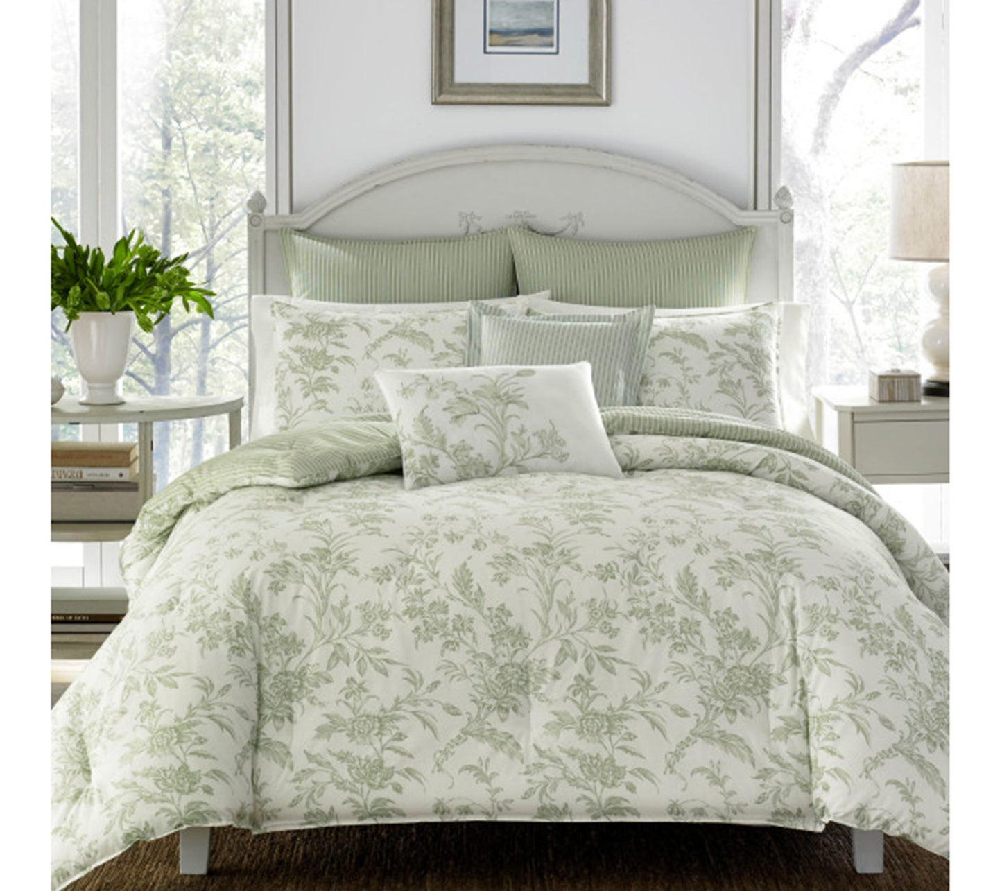 Laura Ashley Na talie - Green K ing Duvet Cover Set