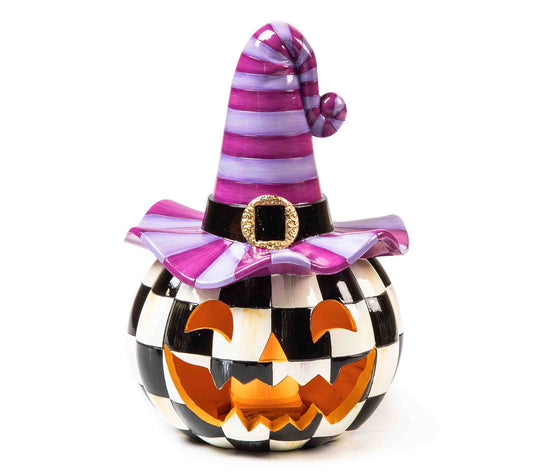 MacKenzie-Childs Illuminated Happy Jack Pumpkin Purple Hat