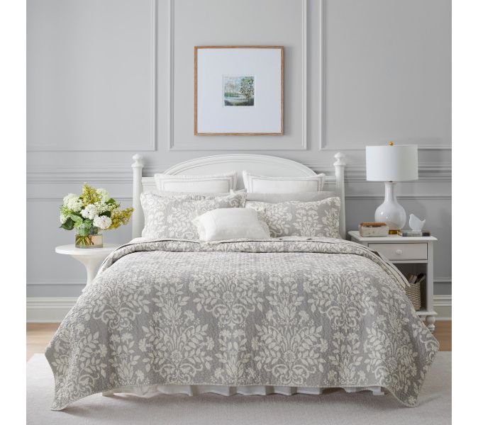 Laura Ashley Rowland Grey King Quilt-Sham Set