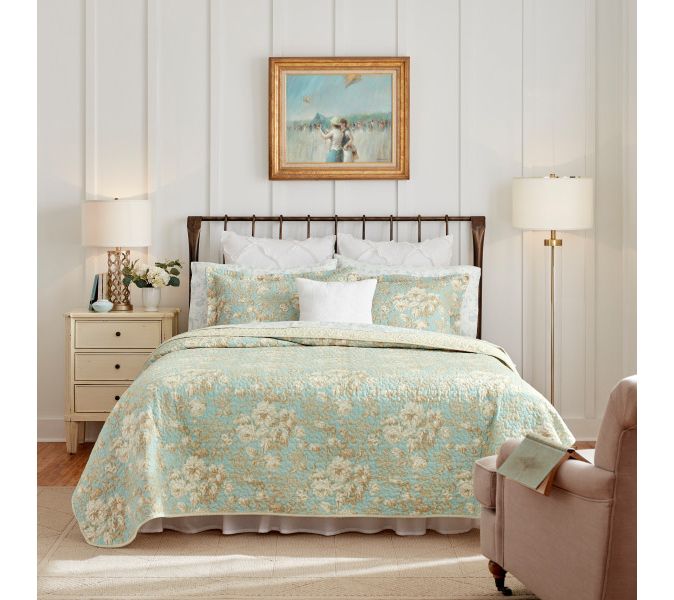 Laura Ashley Brompton Green Full Queen Quilt-Sham Set
