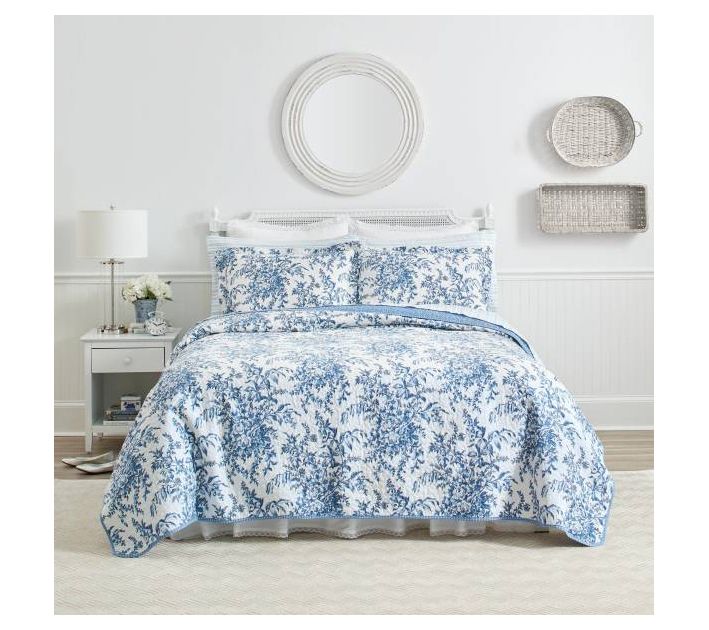 Laura Ashley Bedford Blue Twin Quilt Set