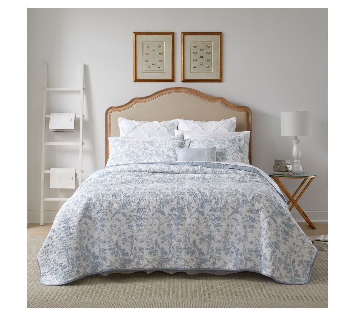 Laura Ashley Amberley Bright Blue King Quilt-Sham Set