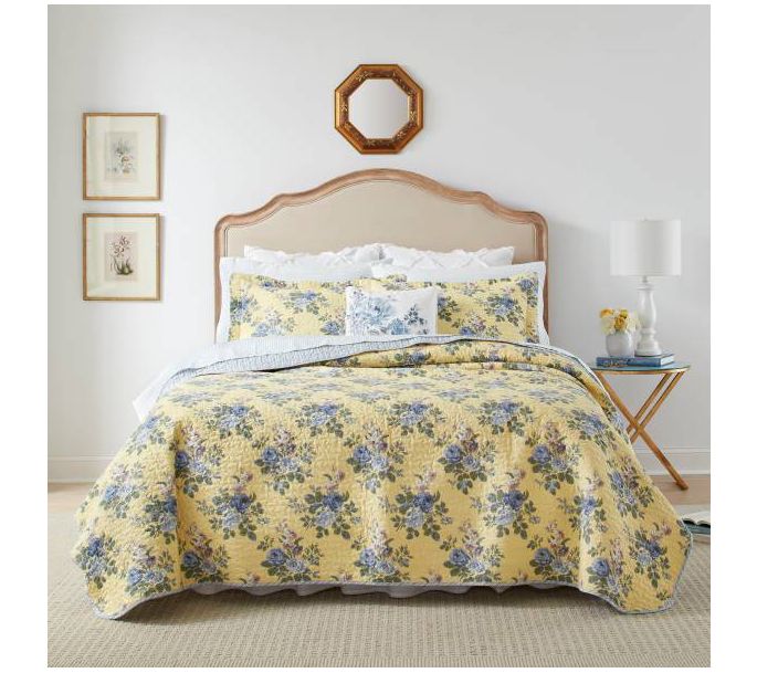 Laura Ashley Linley Yellow Full Queen Quilt-Sham Set