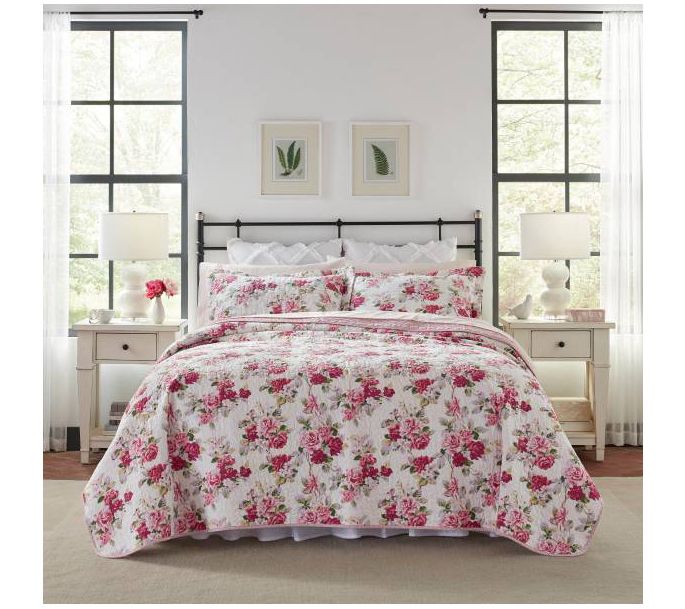 Laura Ashley Lidia Pink King Quilt-Sham Set