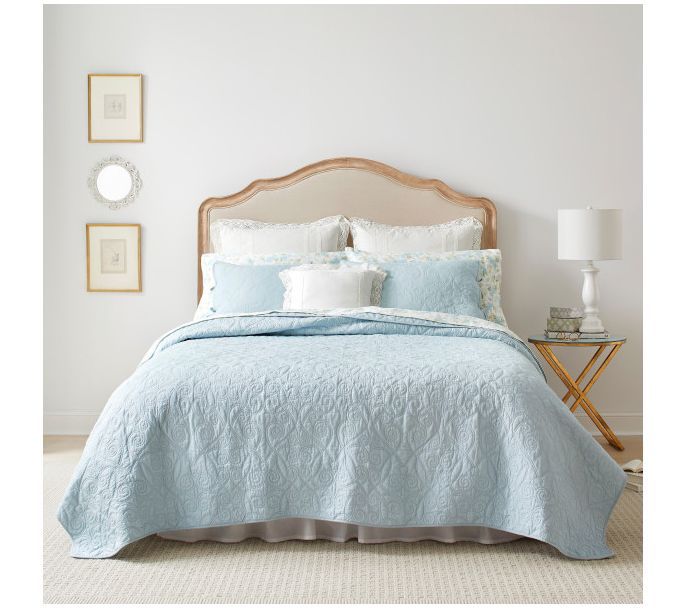 Laura Ashley Felicity Blue Full Queen Quilt-Sham Set