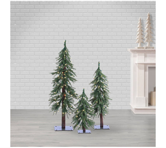 Elegant 3-Piece Prelit Alpine Tree Set by Sterling Co.