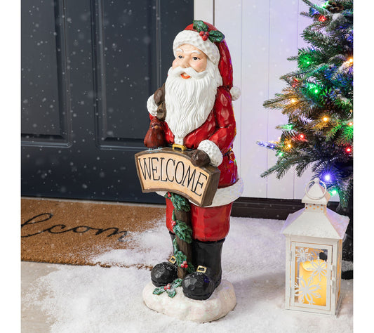 Glitzhome 28''H WELCOME Christmas Santa Porch Decor