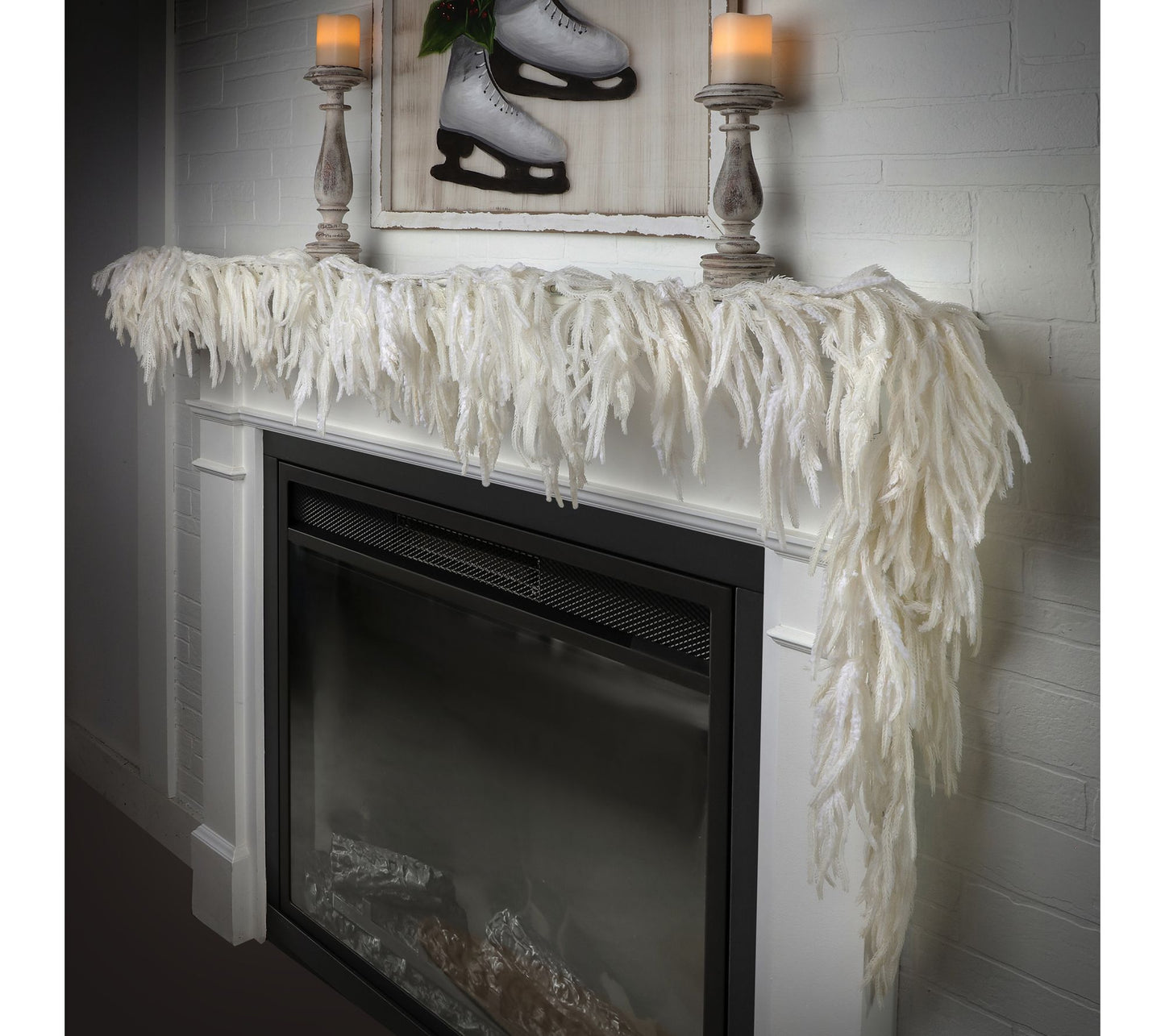 120" Real Touch Flocked White Norfolk Pine Ga rland By Valeri